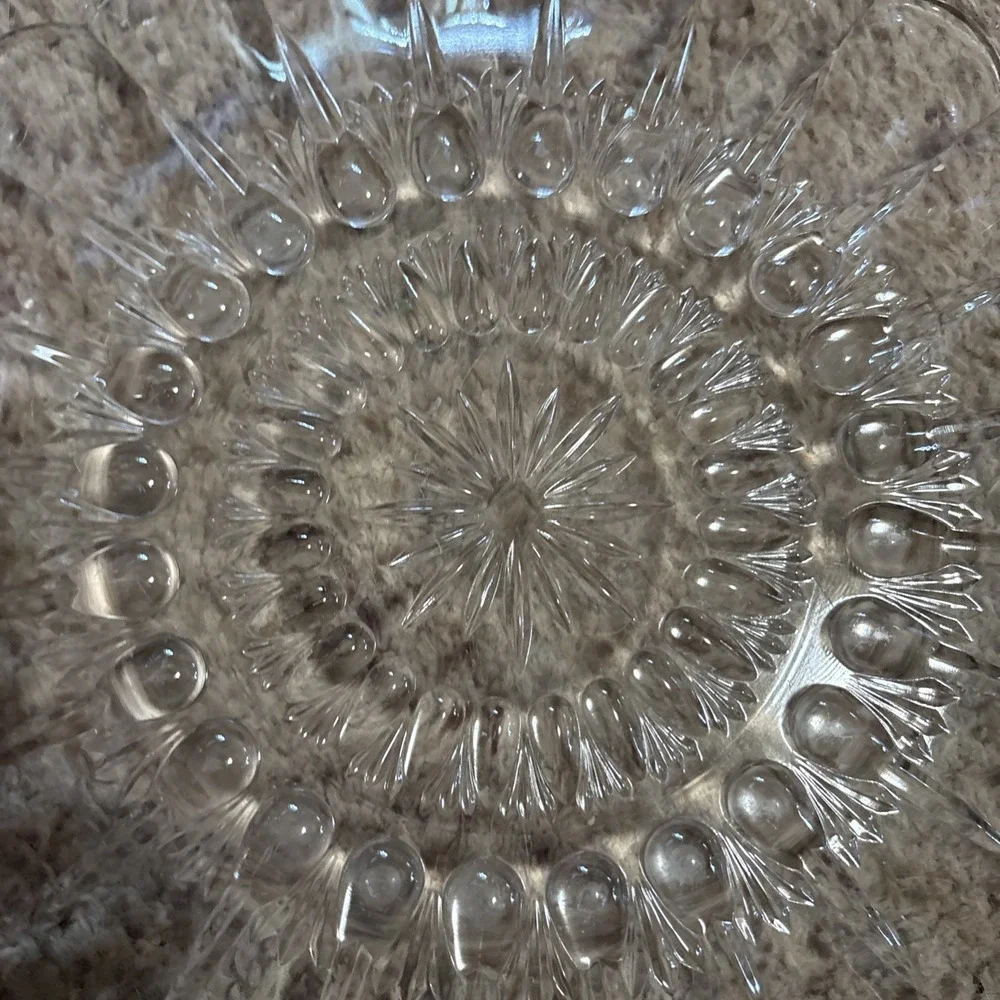 Vintage Mid Century Bubble Flower Sunflower Patterned Cake Plate